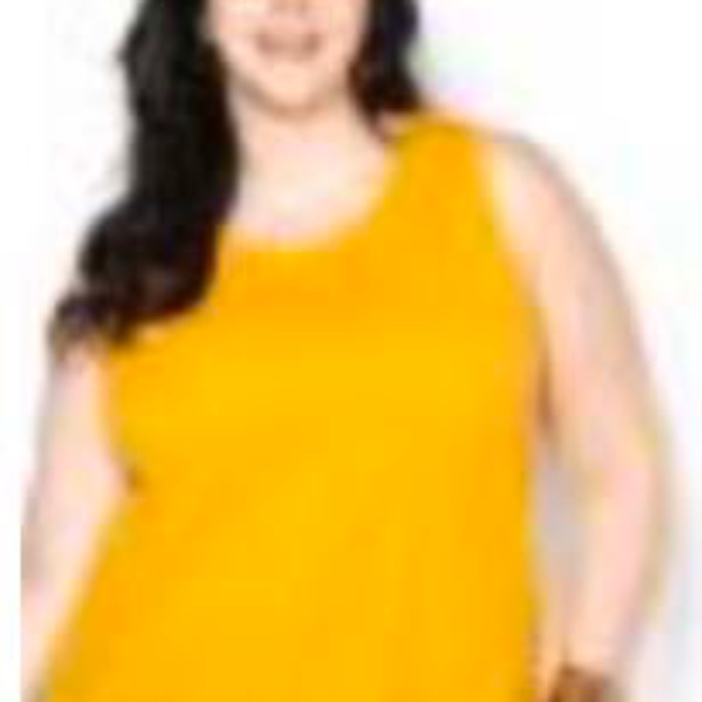 TANK TOP, RELAXED FIT, GOLDEN ORANGE, SIZE 1X, SLEEVELESS, ADDITION ELLE, IN BAG